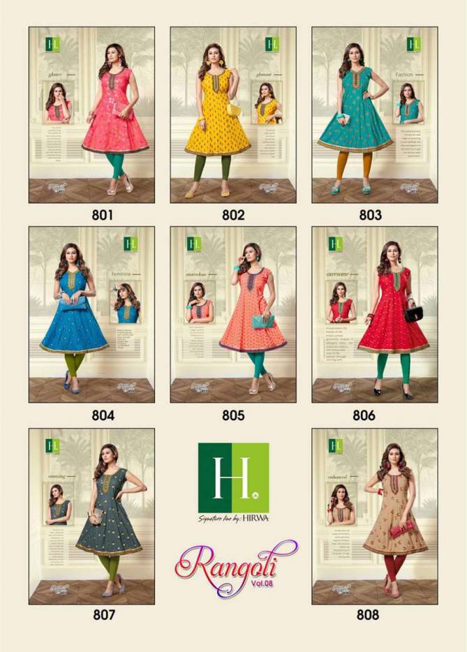 Hirwa Rangoli 8 Latest fancy designer Casual wear Anarkali Embroidery Kurtis Collection
